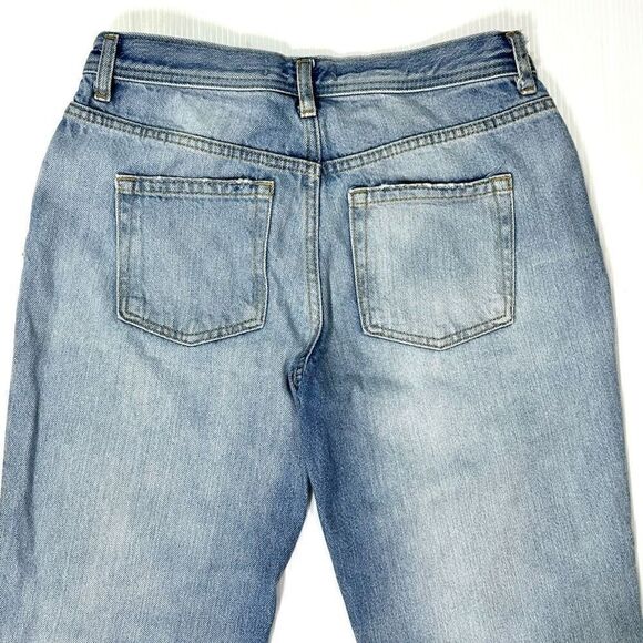 Free People Maggie Straight Leg Mid Rise Distressed Denim Jeans Size 26 Waist - Picture 4 of 15